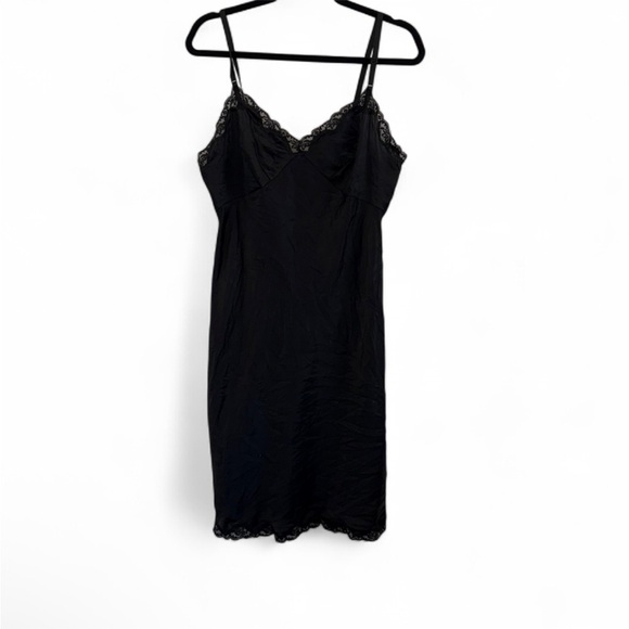 Vintage Black Lace Trim Slip Dress lingerie inspired size large - Picture 1 of 3